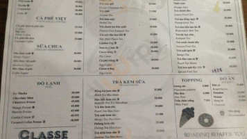 Classe Coffee N Books menu