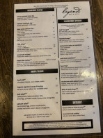 Legends Café menu