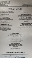 Moons espresso bar menu