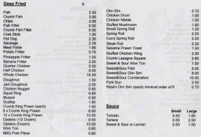 Great Wall Fast Foods menu