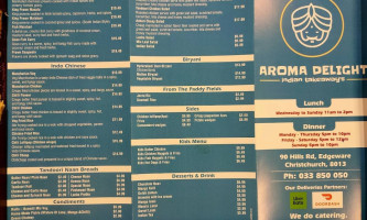 Aroma Delight Indian Takeaway’s (halal) menu