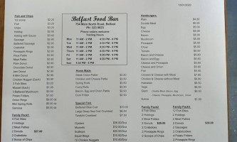 Belfast Food menu