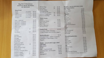 Big Eds Takeaways menu