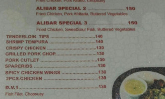 Alibar Foodland menu