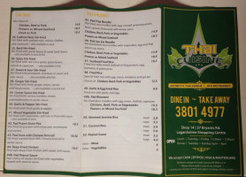 Thai Cuisine menu