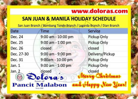 Dolora's Hauz Of Pancit Malabon (bambang Tondo Branch) menu