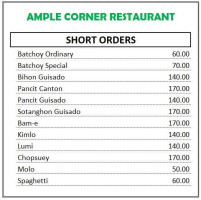 Ample's Corner menu