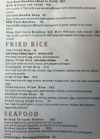 Rocharin Thai Bistro menu