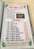 Bảy Bồng 2 menu