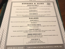 Grand Central Hotel menu