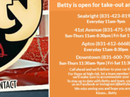 Betty's Burgers & Concrete Co. Noosa menu