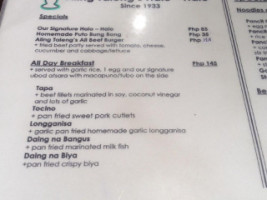 Aling Taleng’s Halo Halo menu