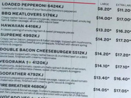 Domino's Pizza menu