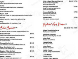 Sitar Indian Restaurant menu