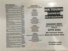 Mr Young Chinese restaurant menu