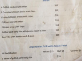 Argentinian Grill with Aussie Twist menu