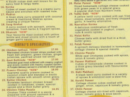 Sirtaj Authentic Indian Cuisine menu