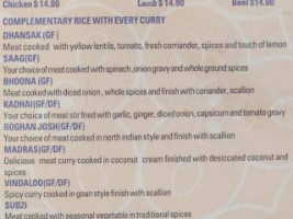 Santoor Indian Cuisine menu