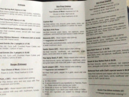 Exeter Hotel Raywin Thai Bistro menu