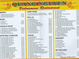 Quang Nguyen Vietnamese Restaurant menu