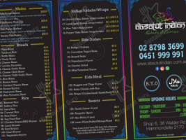 Absolut Indian Hammondville menu