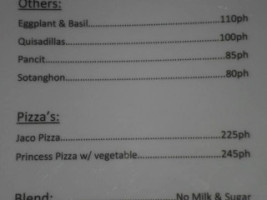 Ima's Vegetarian menu