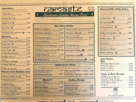 Naamaste Indian menu