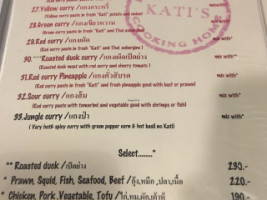 Kati Culinary menu