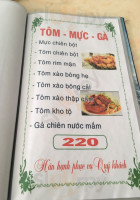 Bảy Bồng 2 menu