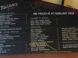 Tollgate menu