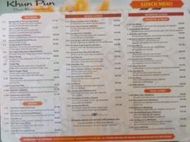 Khun Pun Thai menu