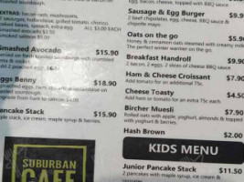 Suburban Cafe menu