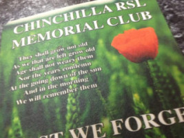 Chinchilla Rsl Memorial Club menu