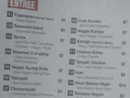 The Sushi 79 menu