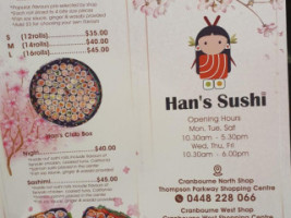 Han's Sushi menu