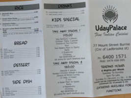 Uday Palace menu