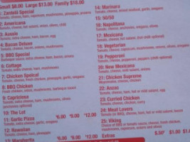 Zantelii Pizza menu