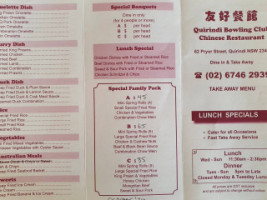 Quirindi Bowling Club Chinese menu