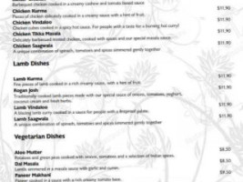 Maharajas Indian menu