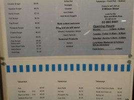 Geraldine Fish Supply menu