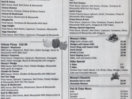 Moozy's Pizza menu