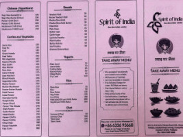 Spirit Of India menu