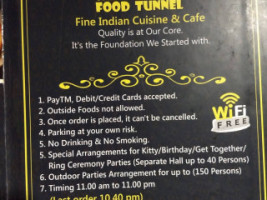 The Food Tunnel menu