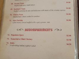 Royal Indians In Ballan menu