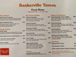 The Baskerville Tavern menu