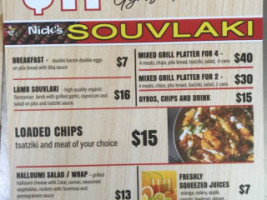 Nick's Souvlaki menu