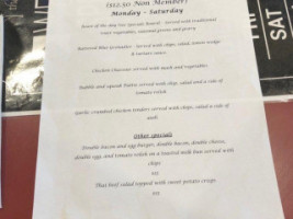 Shepparton Club menu