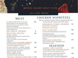 Bribie Lsland Golf Club menu