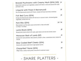 Flametrees Restaurant, Cafe Bar menu