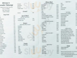 Lavendar Takeaways menu